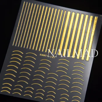 1 foaie de Aur Curba Benzi de Linii 3D Unghii Autocolant Adeziv Striping Bandă Decalcomanii Autocolant Sfaturi Manichiura Unghii Decalcomanii