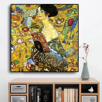 Doamna De Gustav Klimt, Reproducere Pictura in Ulei pe Panza Scandinave Arta Pop Postere si Printuri Poza Perete pentru Camera de zi