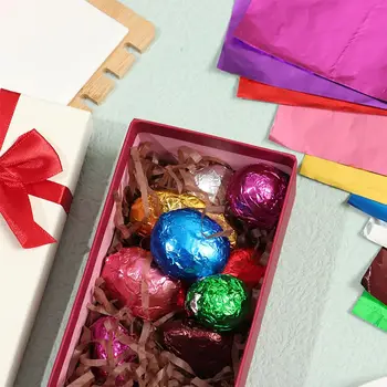 100 buc Culoare Aurie folie de aluminiu Bomboane de biscuiti cu Ciocolata tin hârtie de ambalaj DIY Metal ștanțare cadou ambarcațiuni de hârtie de ambalaj