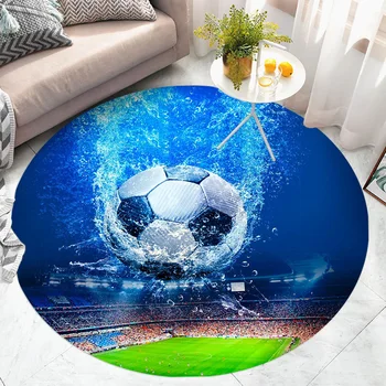 Dormitor Covor 3D Imprimate de Fotbal Covoare Pentru Copii Baieti Decor Camera de Fotbal Burete Moale Rotund Covor Pentru Camera de zi Etaj Mat