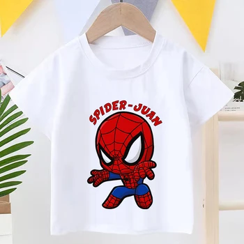 Marvel Tricou Spiderman Super-Erou de Desene animate de Vara tricouri Copii Haine Fete Haine Băiat în aer liber Roz Alb cu Maneci Scurte Tee