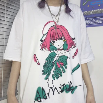 Vara kpop Anime de Moda Gotic tricouri Largi Streetwear Harajuku Top de sex feminin de Imprimare de sex Feminin Maneca Scurta Casual pentru femei Vintage