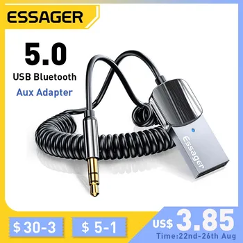 Essager Aux Adaptor Dongle USB La 3.5 mm Jack Audio Auto Aux 5.0 Kit Handsfree Pentru Masina Receptor BT transmițător