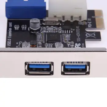Extern, 2 Porturi USB 3.0 PCI-E Card de Expansiune USB3.0 + Interne 19Pin Antet PCIe Card 4Pin IDE Conector de Alimentare pentru PC Desktop