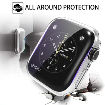 Capac de protecție Cazuri Pentru Apple Watch Seria 7 de Caz cu Ecran Protector Pentru iWatch Seria 7 45MM 41MM Caz TPU Spoiler Complet Shell
