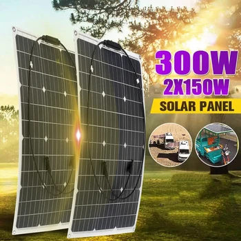 150W/300W Panou Solar 18V Semi-flexibil Monocristalin de Celule Solare DIY Cablu rezistent la apă în aer liber Masina RV Reîncărcabilă Sistem de Putere