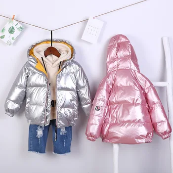 Mare Dimensiune Ține De Cald Iarna Băieți Și Fete Jacheta 2021 Nou Stil Stralucitor Cu Gluga Îmbrăcăminte Exterioară Pentru Copii Copii Cadou De Crăciun