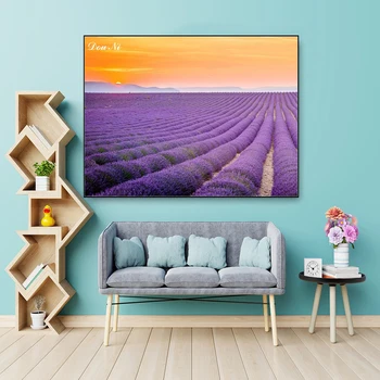 Provence Lavender Fields Peisaj Diamant Pictura Franceză Peisaje Urbane Cruce Cusatura Broderie Imagine Mozaic Living Decorul Camerei