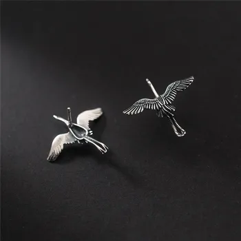 Argint 925 Vintage Moda Artă Macara de Zbor de Păsări Thai Argint Cercei Stud Pentru Femei Fata Pendientes TYB160