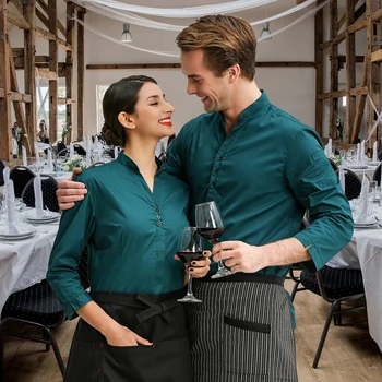2019 Vara/Toamna Restaurant Chelner Tricou Hotel Chelneriță Maneca Lunga Uniformă De Lucru De Mari Dimensiuni Hotpot De Lucru Îmbrăcăminte Contrafăcută