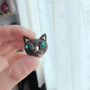 Morkopela Vintage Cat Pin Ochii Verzi De Pisică Animal Brosa Ace Guler Mic Pin Broșe Bijuterii Eșarfă Clip Accesorii