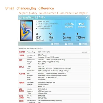 10buc/Lot Pentru Samsung Galaxy Tab s 10.5 T590 T595 Ecran Tactil Digitizer Senzor Panou Tableta Fața Exterioară de Sticlă LCD