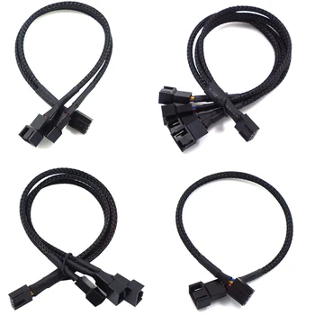 4 Pin Pwm Fan Cablu 1 La 2/3/4 Moduri Splitter Negru cu Mâneci 27cm Cablu de Extensie Conector PWM Cabluri de Prelungire