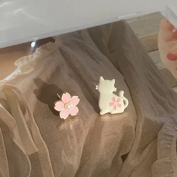 Pisica Drăguț Picătură Cercei Kawaii Sakura Pearl Design Stud Cercei Pentru Fata Cadou De Petrecerea De Nunta Bijuterii Accesorii