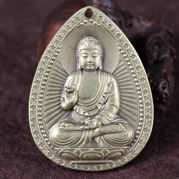 China feng shui alamă Sakyamuni buddha statuie-Familie decor, aduce noroc metal artizanat Colier pandantiv
