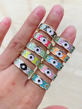 10buc Moda Colorat Email Ochii Inele Picură Ulei de Metal Reglabil pe Deget Inelul Trendy Bijuterii Cadou