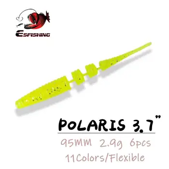 ESFISHING Worm Polaris 95mm 2.9 g 6pcs Pescuit Moale Nada Super Calitate Atificical Momeala Realiste Ieftine Pescuit Feeder