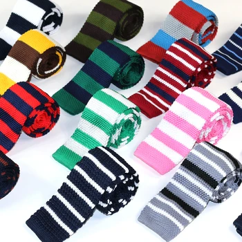 Mens legături Poliester Tricot cravate pentru barbati Brand de moda cu Dungi Tricotate Gât Cravată pentru Petrecerea de Afaceri