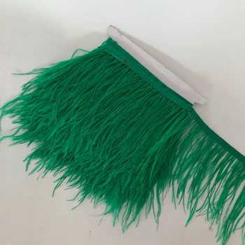 6Meter de culoare Verde Închis Real pene de Struț Ornamente Panglică 15-20cm Naturale de Strut pentru Haine Rochie de Decor Cusut pene Meserii