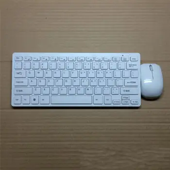 Mini Wireless 2.4 G Tastatura+ Mouse+ Dongle-Receptor+ Membrace Set Alb