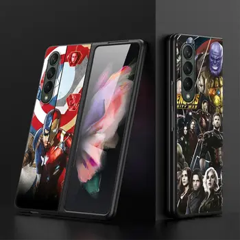 Movil Caz de Telefon pentru Samsung Galaxy Z Ori 4 de Protecție Negru Cubre Greu Coques Z Fold3 Cover Iron Man, Capitan Americ