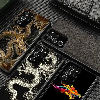 Pentru Samsung S22 S21 S20 FE Ultra Pro Lite S10 5G S10E S9 S8 S7 Plus de Design Creativ Chineză Dragon Negru rezistent la Șocuri Caz de Telefon