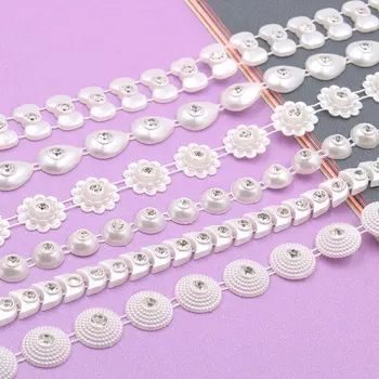 1-6Meter Lmitation Perle de Flori Lanț De Îmbrăcăminte Pălărie Meserii Consumabile de Cusut DIY Brățară Colier de Luare de Bijuterii Accesorii