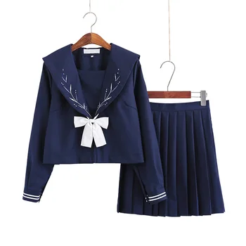 Școala Japoneză Rochii Bleumarin Costum De Marinar Cu Papion Cosplay Anime Elevii Fusta Plisata Pentru Fete Jk Uniforme Costum