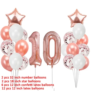 10 Ani Baloane Decoratiuni Ziua de nastere copii Fericiți Consumabile Partid Ziua de nastere Băiat Copil Fata de Aur a Crescut Numărul Folie de Latex