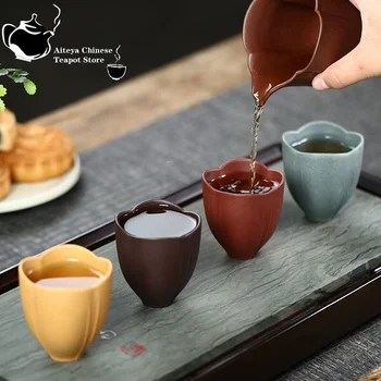 Yixing ceașcă de ceai petale de lotus miros de parfum 60ml ceașcă de ceai patru culori ceașcă de ceai Kung Fu set de ceai cu 4 cesti set Chinez