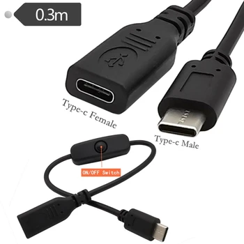 5V USB de C Cablul de Alimentare de Tip C de sex Masculin la Feminin Cablu de Extensie Pe Întrerupător pentru Raspberry Pi 4 Smartphone, Tablet PC