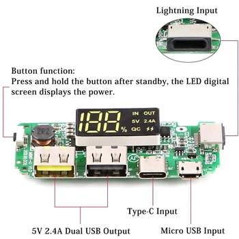 2 buc Dual USB 5V 2.4 a Mini/Type-C USB Mobile Power Bank 18650 Modulul de Încărcare Baterie de Litiu, Încărcător de Bord de Protecție