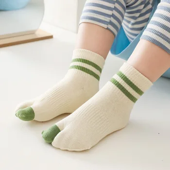 5 Perechi de Copii Bumbac Tabi Șosete de Moda Japoneză Copii cu Dungi Mid-tub Două Șosete Tep Student Băieți Fete Saboți Sosete cu Degetele de la picioare