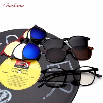 Chashma Brand 5 Clipuri ochelari de Soare de sex Masculin Rotund Rama TR90 Polarizat Ochelari de Soare Vintage Magnet Ochelari de vedere pentru Femei