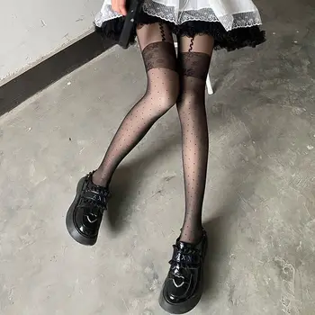 Lolita Fată Școală Florale Dresuri Deget In Fund Peste Genunchi Ciorap Lung Adorabil Anime Gothic Alb Negru Kawaii Sexy Costume Cosplay