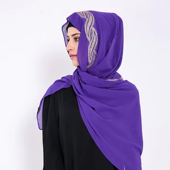 Sclipici Bubble Sifon Hijab Esarfa Femei Musulmane Moda Văl Folie Islamic Lung Șal Pashmina Eșarfe Hijabs Soie De Medine