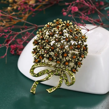 Baiduqiandu Brand New Sosire Pietre De Cristal Antic Aliaj De Placat Cu Aur De Flori Broșe Decor Bijuterii