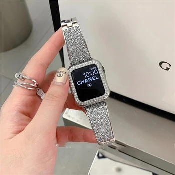 Potrivit pentru Apple Watch curea de metal 40mm 44mm 38mm 42mm moda diamant brățară Iwatch 654321SE bărbați și femei bratara