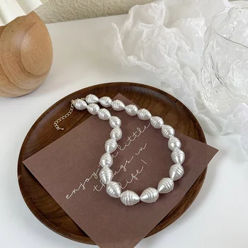 Clasic Baroc Neregulate Coliere de Perle pentru Femei Lady Dungi Mari Imitație Perla Cravată Colier de Nunta Bijuterii de Mireasă