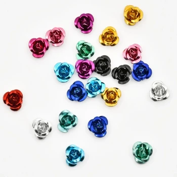 200Pcs Rose Nail Art Farmece 6mm Mini Decoratiuni florale 3D de Aluminiu Amestecat Unghii Bijuterii Mici Plat Înapoi Trandafir-Floare Consumabile&Z6