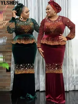 Catifea din Africa Rochii pentru Femei 2021 Bodycon Lung Maxi Rochie Haine Africane Dashiki Sexy Robe Longue Africaine Femme Vestidos