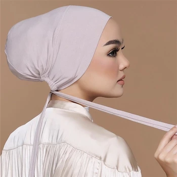 Moda Modale Bumbac Musulman Interior Hijab Capac Cu Coarda Elastica Ajustabila Femei Underscarf slamic Pălării Beanie Folie Gratuit Dimensiune