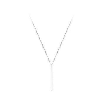 Solid 925 Sterling Silver Geometrice Bar Lung Pandantiv Colier Pentru Femei Cadouri Bijuterii