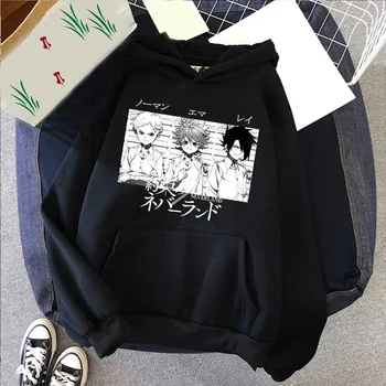 Anime Promis Neverland Emma Norman Ray Hanorac Pentru Barbati Femei Casual Harajuku Supradimensionate, Haine Streetwear Hip Hop Pulover