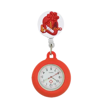 YiJia Minunat Cuarț Asistenta Ceas de Buzunar Retractabil Insigna Tambur Desene animate Medicale Pot Reloj cu Silicon de Caz pentru
