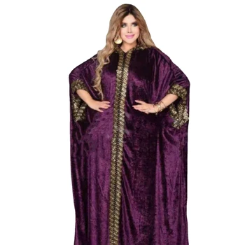 MD 2023 Moda Musulmană Catifea Abayas Dubai Femei cu Glugă Rochie Caftan Costume Africane Plus Dimensiune Boubou Petrecere de Nunta Haină Lungă