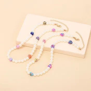 2022 Moda Boho Smiley Rainbow Pearl Margele Cravată Colier pentru Femei Acrilice Fructe Inima Margele Coliere Lanț Plaja Bijuterii
