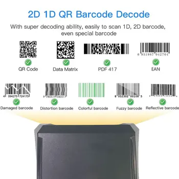 HBAPOS Automată Scanner de coduri de Bare Hands-free Mare Fereastra de Scanare de Mare Viteză Interfață USB Plug and Play 1D 2D QR Cititor de coduri de Bare