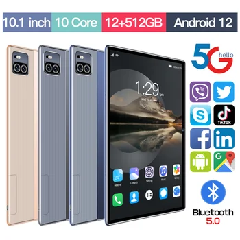 Android 12 Tableta X101 8800mAh GPS Qualcomm 870 10 Core Google Play WIFI Pad 12 512GB Dual SIM 48MP Vânzare Fierbinte Laptop 10.1 Inch PC
