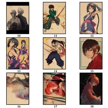 25 de Modele Rurouni Kenshin Meiji Spadasin Poveste Romantica Kraftpaper Poster opera de Arta Fantezie Perete Autocolant pentru cafenea Bar